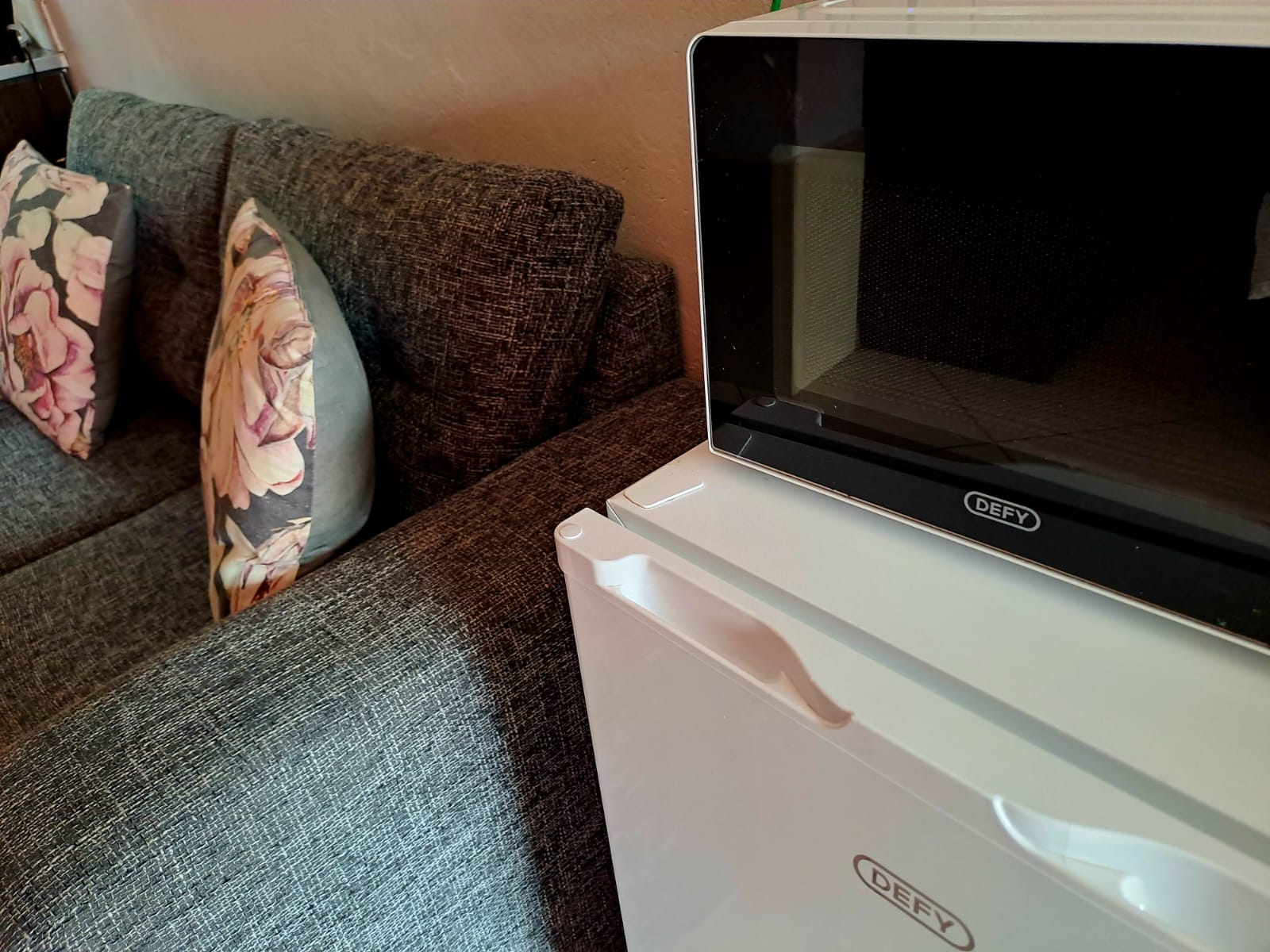 In-room amenities - Bar fridge and microwave at Modjiemedi Guest House Namakgale